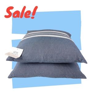 Decorative pillow denim blue with white stripe